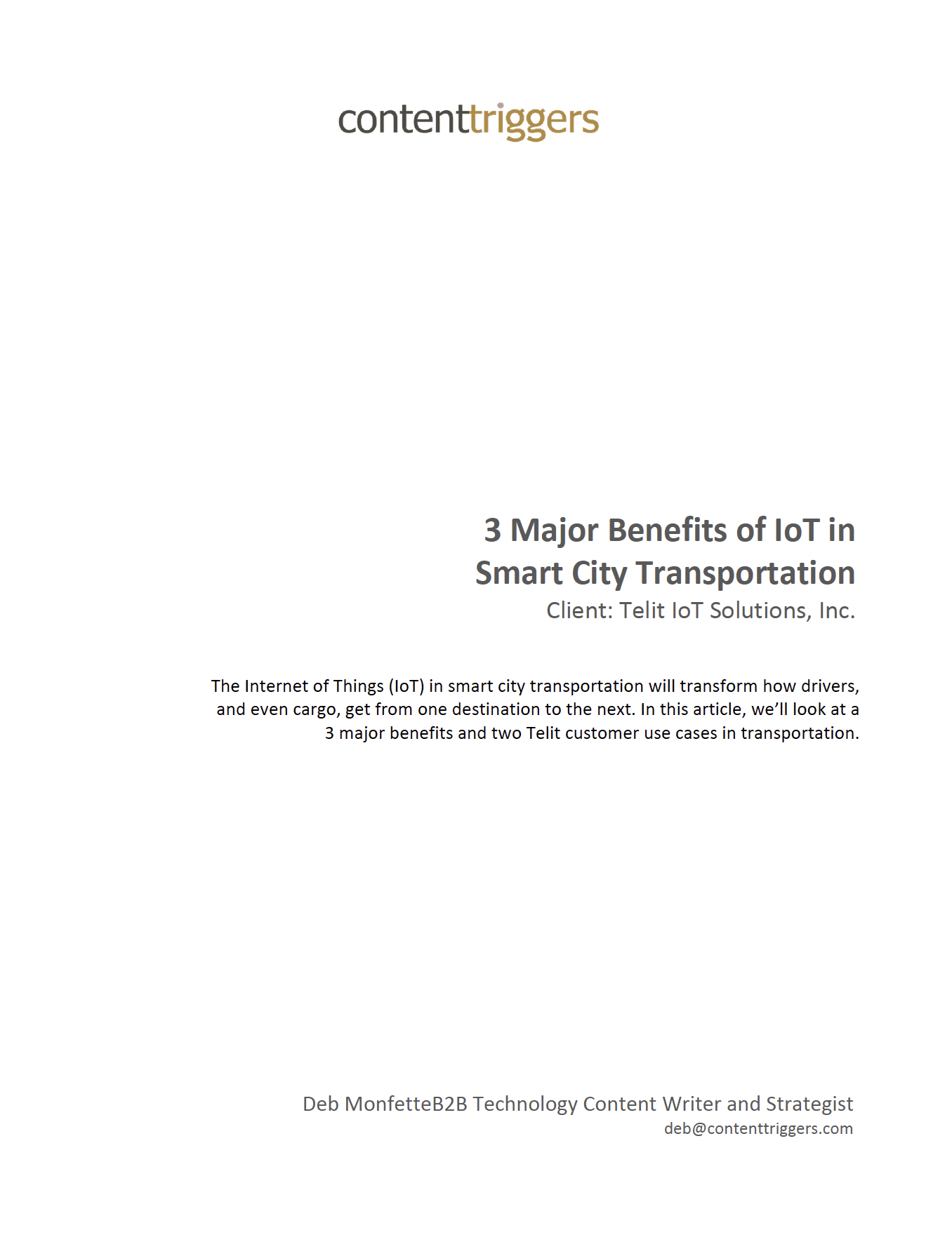 IoT Smart Cities Transportation